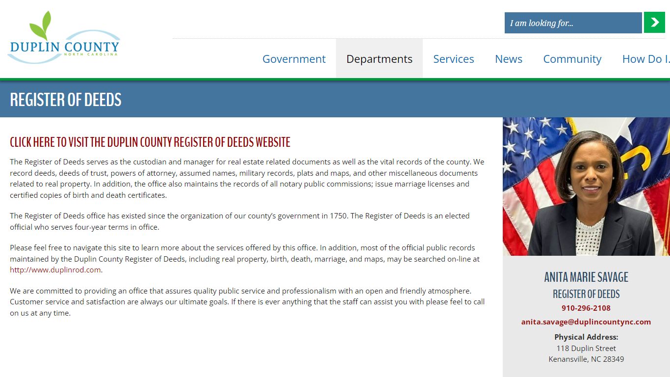 Register of Deeds | Duplin County NC